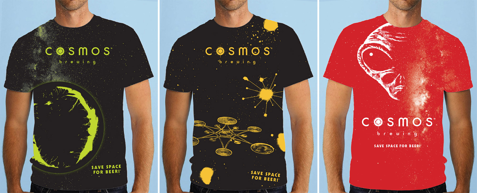 Cosmos shirts twin cities t-shirt design for cosmos brewing - planet, crop formation, alien