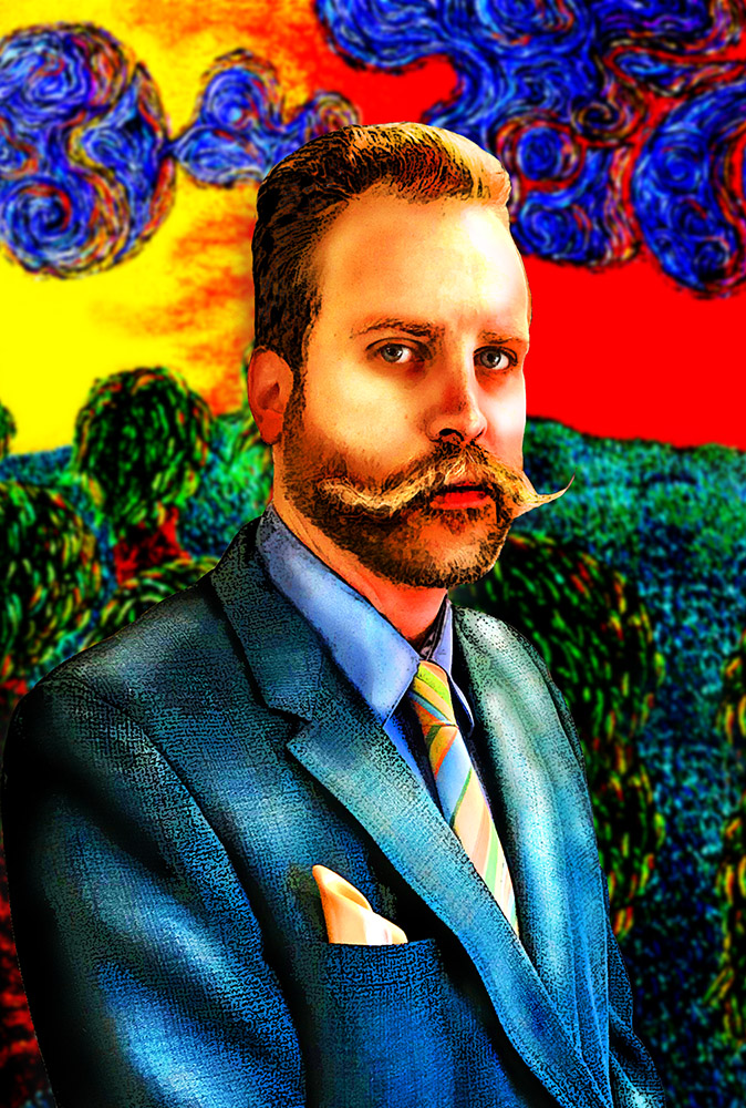 18self-portrait-acrylic-and-digital "Self Portrait 2017 - Van Gogh-ish" Twin Cities digital illustrator Josh Wallace