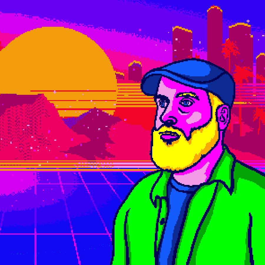 "Self Portrait 2020 - Synthwave Style" Twin Cities digital illustrator Josh Wallace