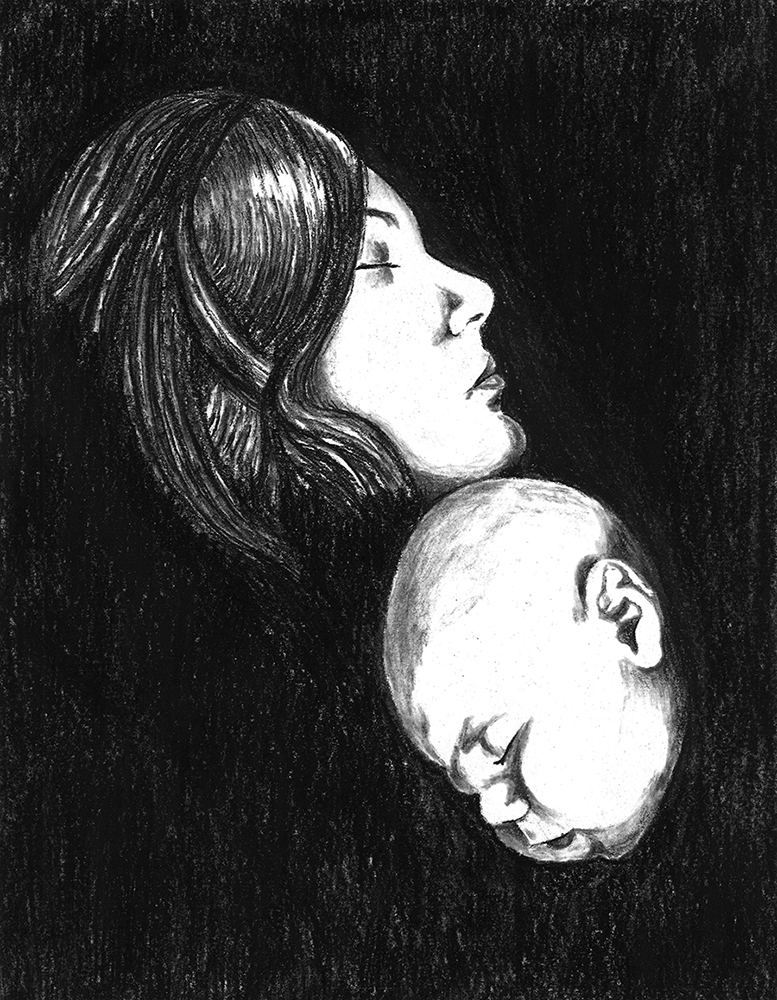 27jena-teddy-charcoal "Jena and Teddy" Charcoal drawing by Josh Wallace