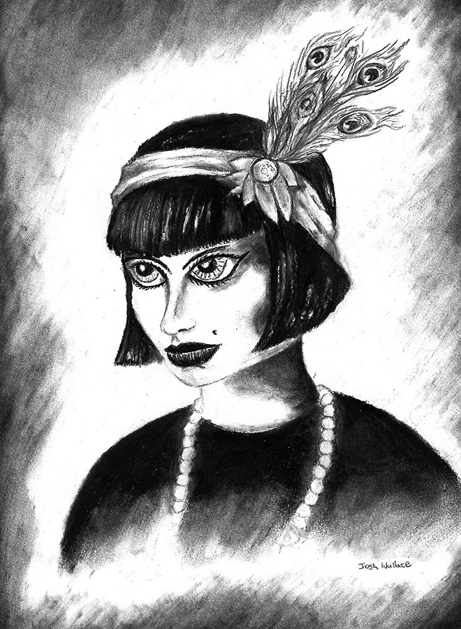 30flapper-charcoal-drawing "Flapper" charcoal on paper drawing by Josh Wallace