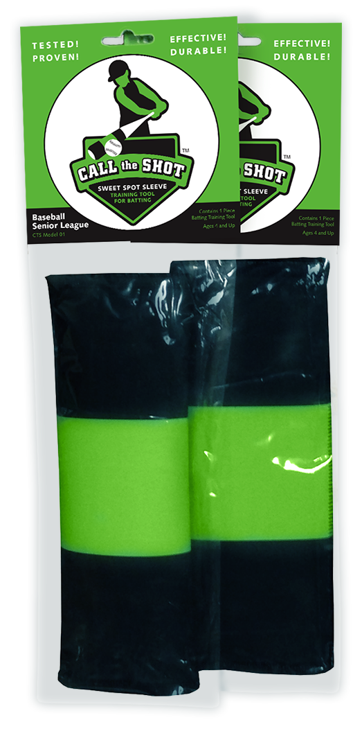call-the-shot-packaging-design packaging design for inventors - logo design for inventors - Call the Shot "Sweet spot sleeve" training tool for batting practice, cardstock hanging label with bag packaging