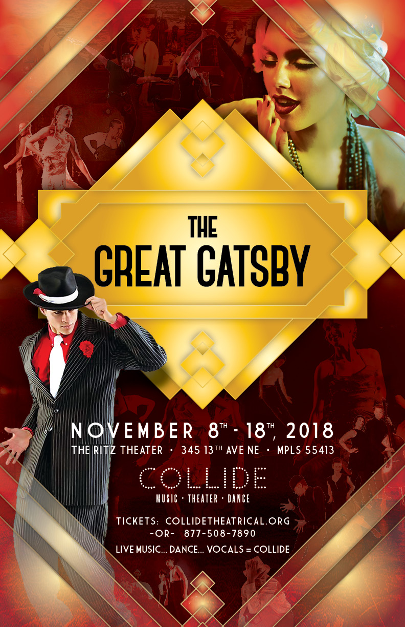 collide-gatsby-poster Twin Cities Poster Design for The Great Gatsby by Collide Theatrical Dance Company at The Ritz Theater, Minneapolis, MN