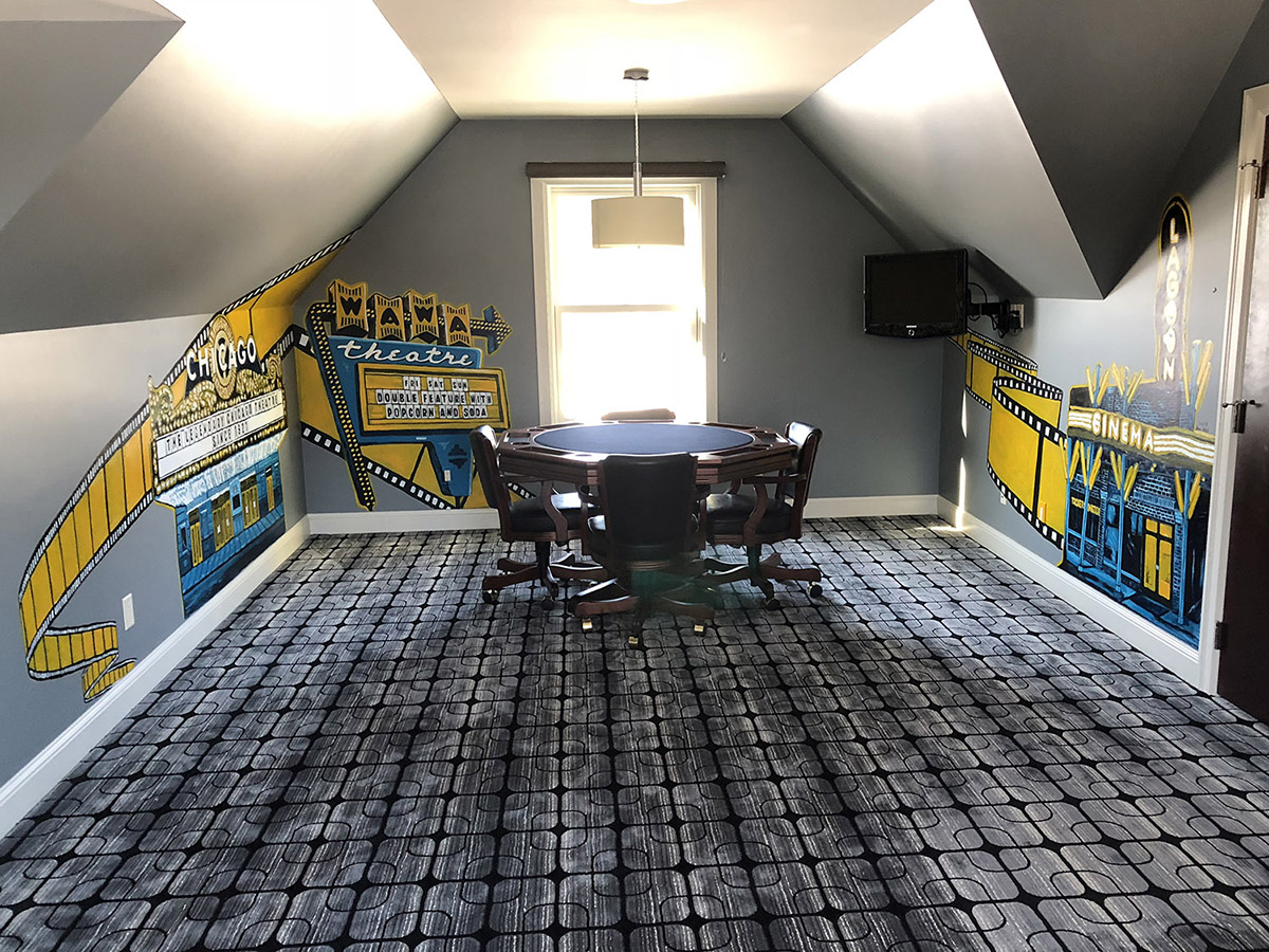 movie-mural-3 "Movie Mural" Twin Cities acrylic wall painting collaboration with Jena Wallace - Card table