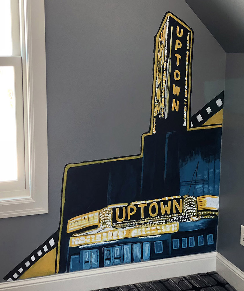 movie-mural-4 "Movie Mural" Twin Cities acrylic wall painting collaboration with Jena Wallace - Uptown Theater, Minneapolis, MN