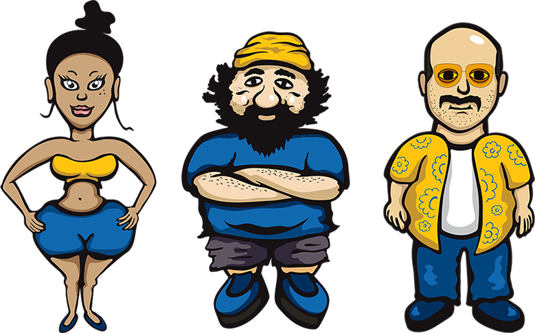 other-caricatures "Cartoonish Caricatures" Digital vector illustration by Josh Wallace