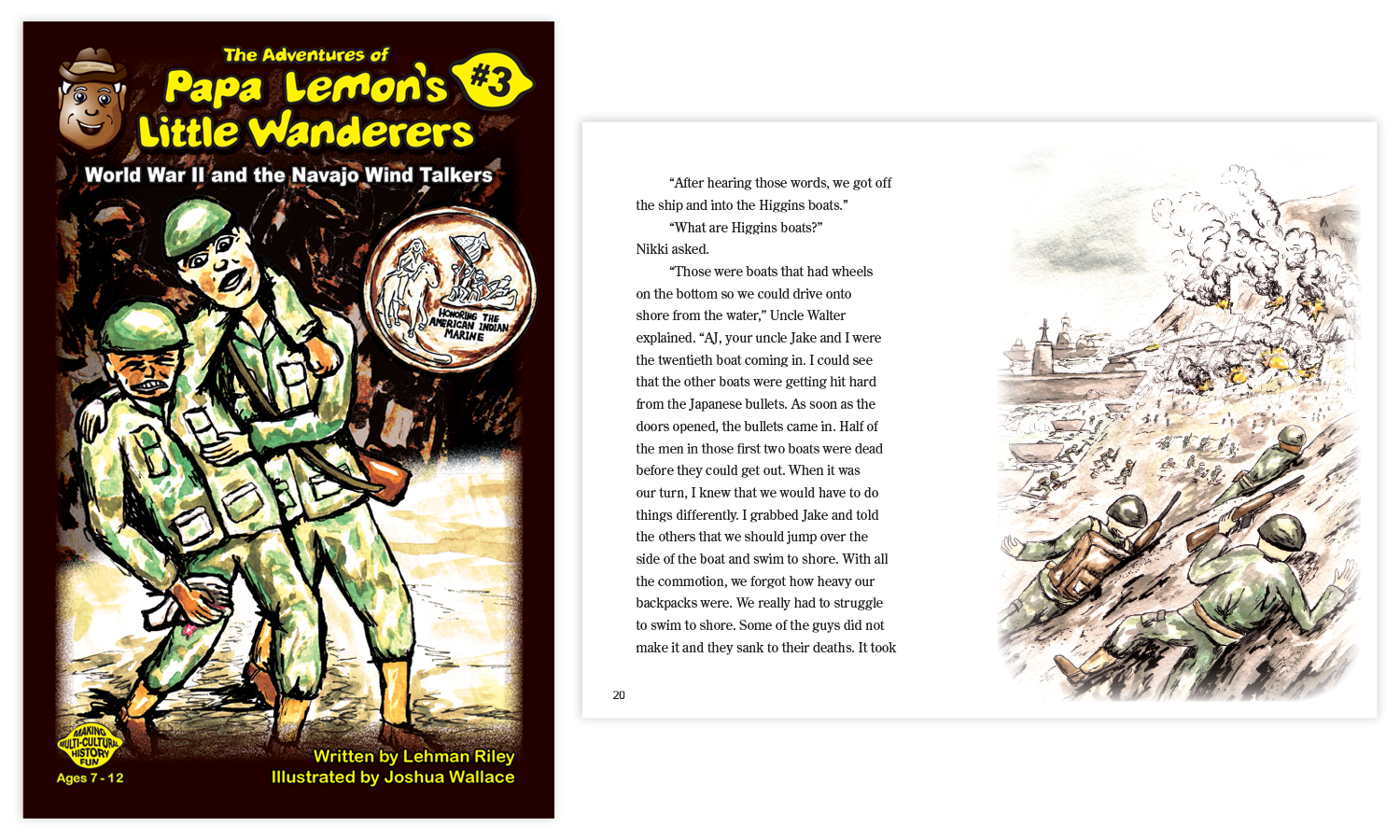 Twin Cities Childrens Book Illustrator Josh Wallace "The Adventures of Papa Lemon's Little Wanderers, Book 3: World War II and the Navajo Wind Talkers"