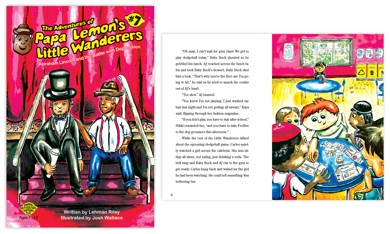 papa-lemon-book7 Twin Cities Childrens Book Illustrator Josh Wallace "The Adventures of Papa Lemon's Little Wanderers, Book 7: Abraham Lincoln and the Battle with Depression"
