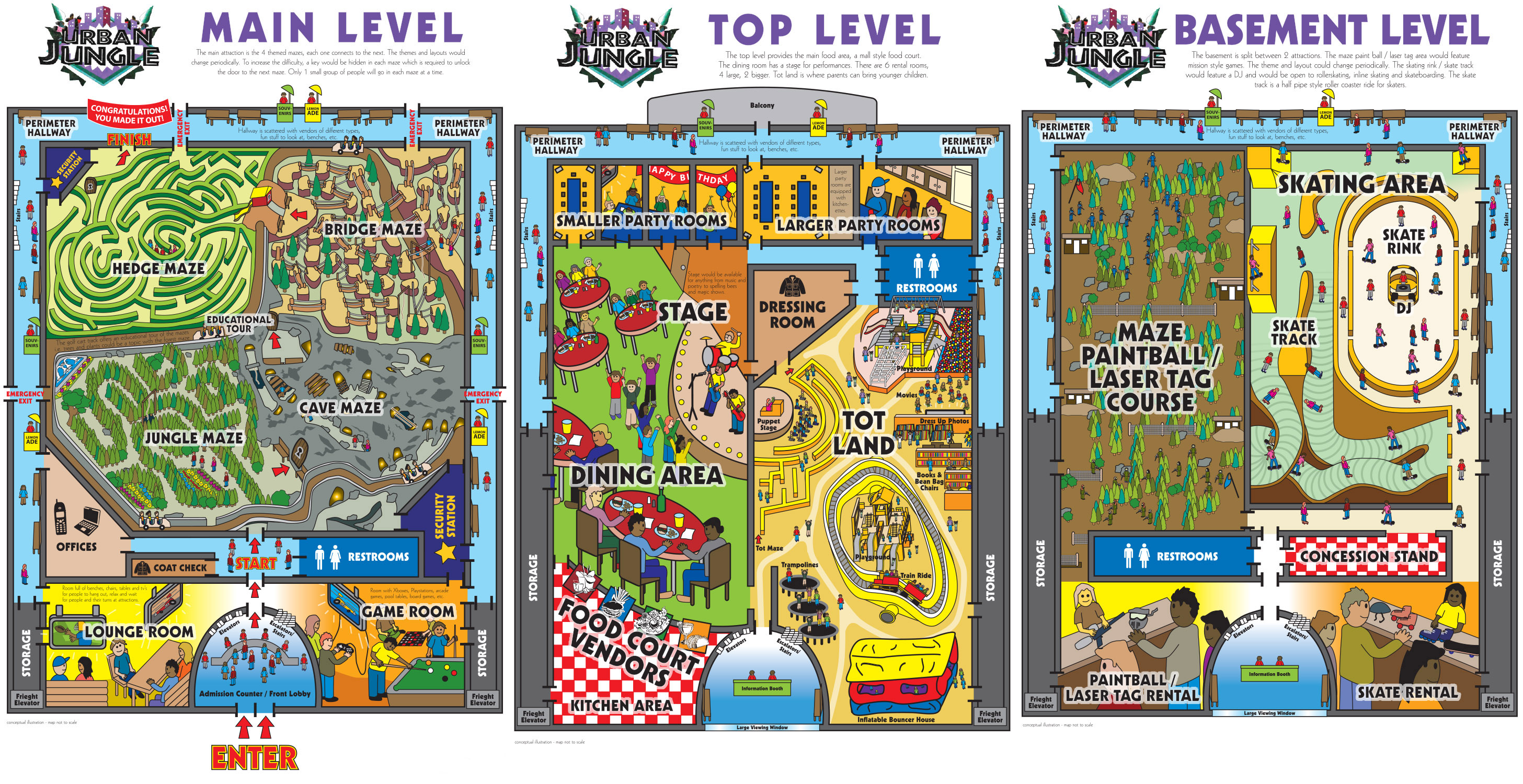 urban-jungle-concept-illustration twin cities concept drawings for indoor amusement park, Urban Jungle